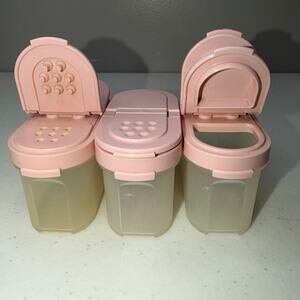 Vintage Tupperware 1843 Spice Containers Modular Mates Pink Tops Lids Lot of 3